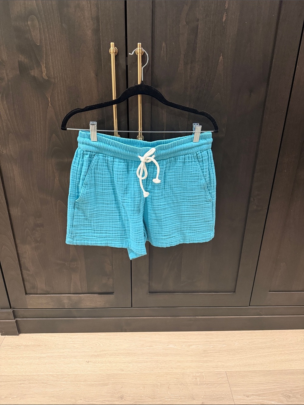 Lou & Grey Turquoise Cotton-Blend Drawstring Lounge Shorts